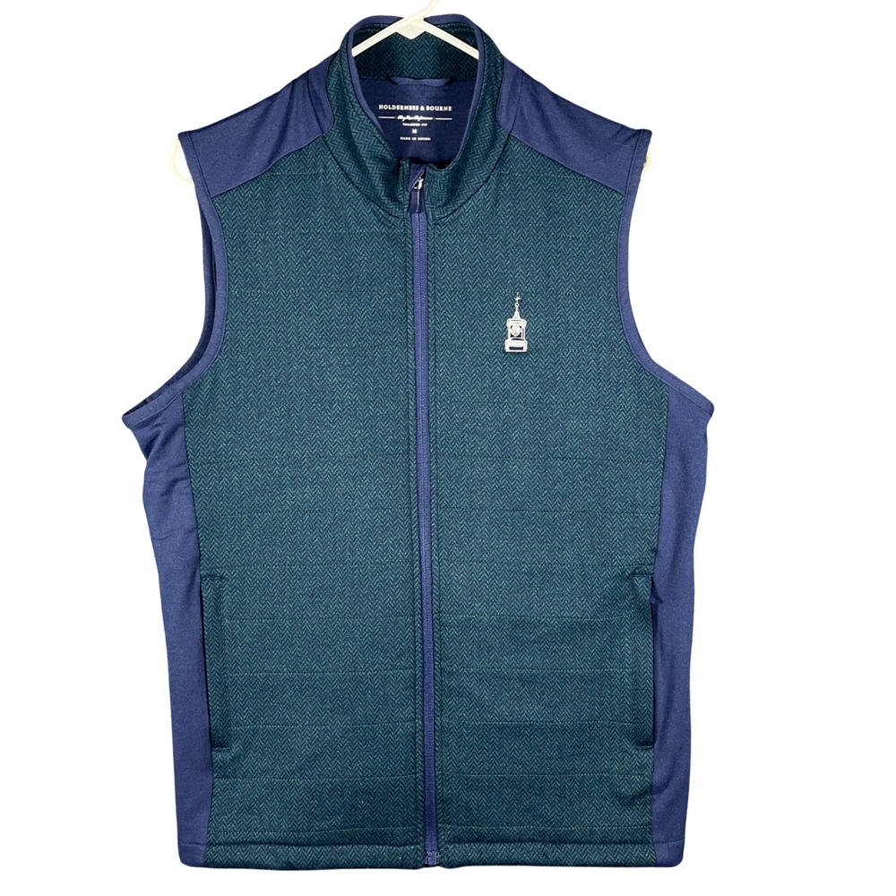Holderness & Bourne Vest Mens Size M Navy Green Chevron Dry Luxe Performance